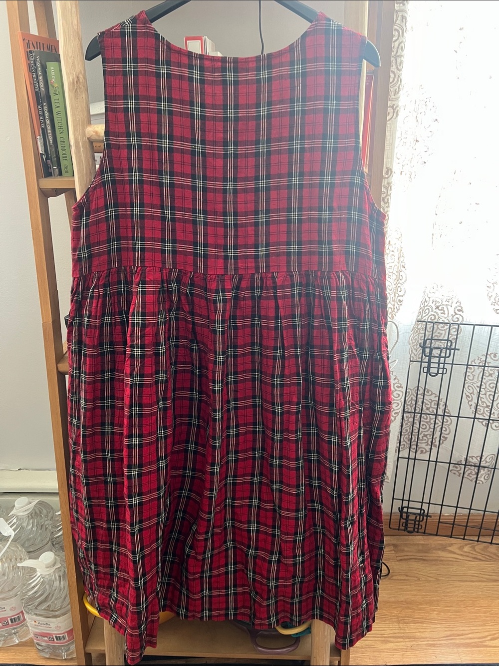 Son de Flor Red and Black Plaid Sleeveless Midi Dress - Picture 4 of 4